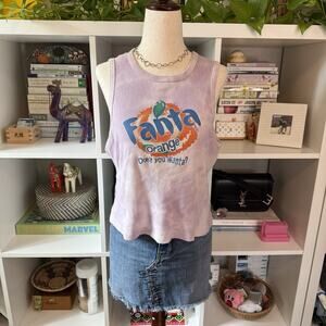 Fanta Orange Logo Y2K Graphic Baby Ribbed Tank - Tie Dye Purple Wms XXL